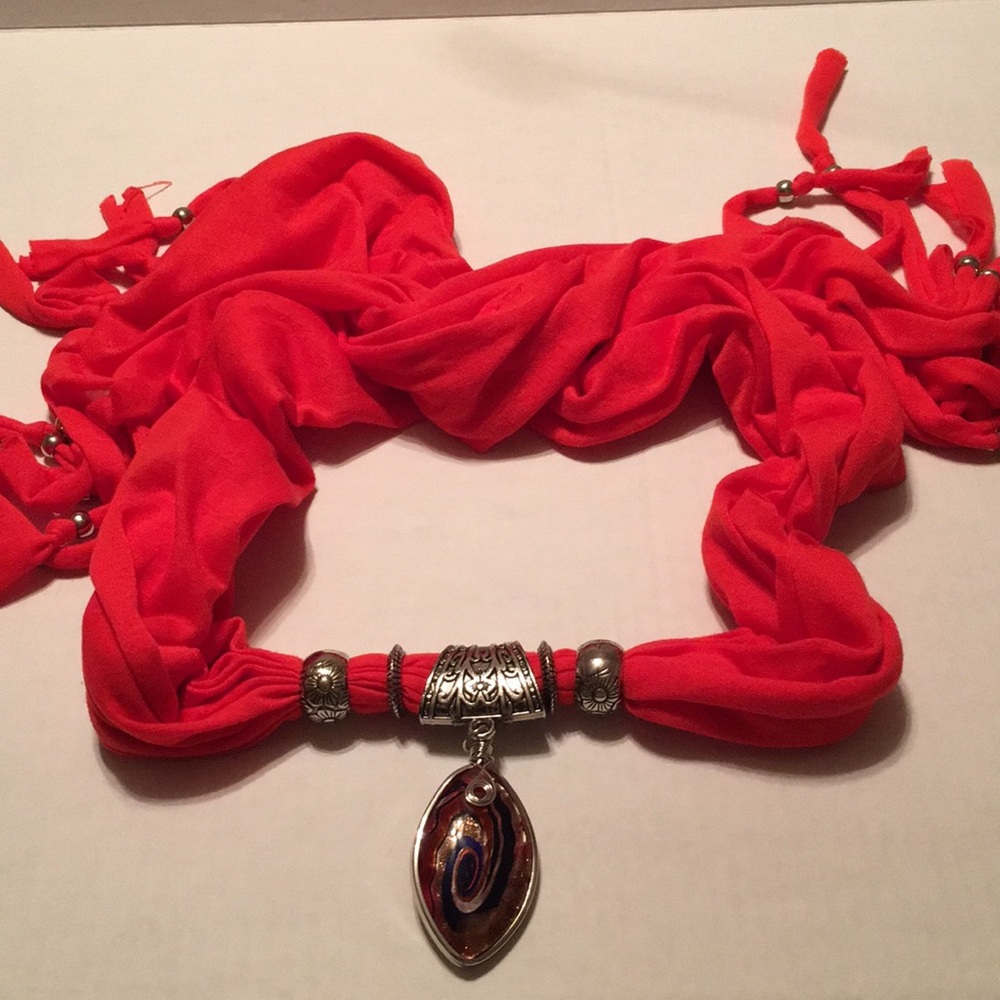 🏖3/$10 Red Scarf with gorgeous BLING - Picture 1 of 4